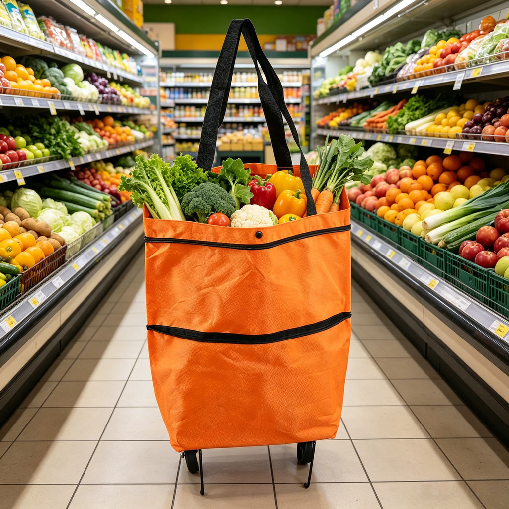 1 Pc Carrinho de Compras Dobrável Bolsa com Rodinhas para Supermercado Feira e Mercado
