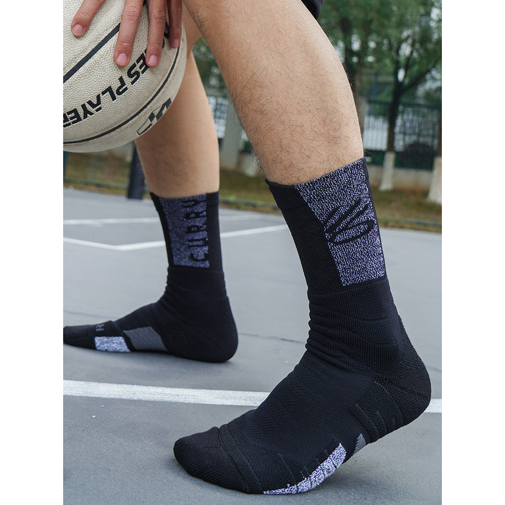 Meias de basquete americanas de comprimento médio meias esportivas curry tênis combinando meias de cano alto curry práti
