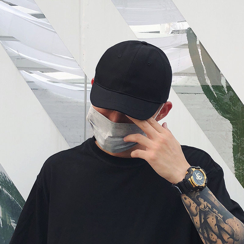 Boné de beisebol de aba curta estilo Hong Kong, chapéu preto masculino, aba curta, Top macio, japonês, retrô, moderno, a