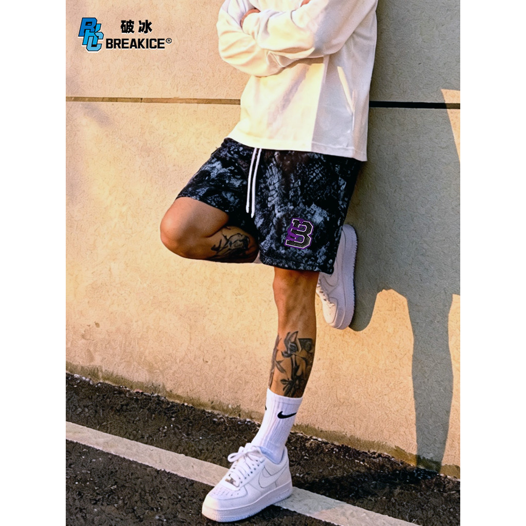 Bkcxzice Icebreaker Kobe Black Mamba Snake Print Shorts de basquete masculino malha americana respirável shorts esportiv