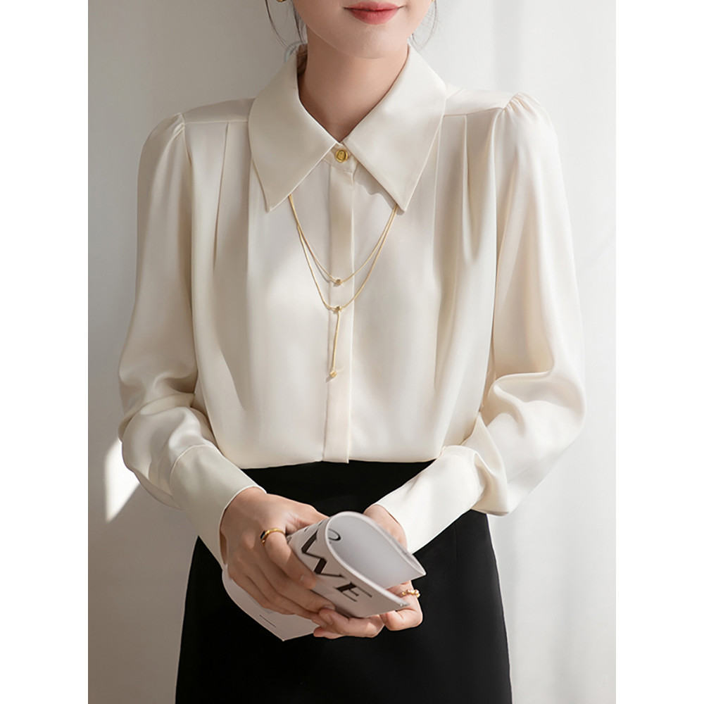 Camisa de cetim francês feminina primavera novo estilo High-End local de trabalho Wear ensino entrevista camisa profissi