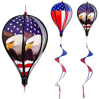 Conjunto de 2 Hélices Decorativas de 43 Polegadas com Bandeira Patriótica Americana e Balão de Ar Quente com Águia, Deco
