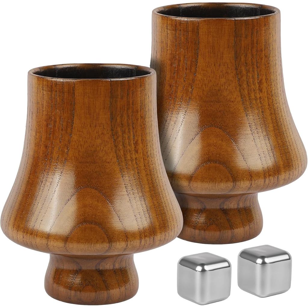 Copo de Bourbon em Madeira Carbonizada, Copo Old Fashioned Carbonizado, Copo de Whisky Artesanal para Homens, Ótimos Pre