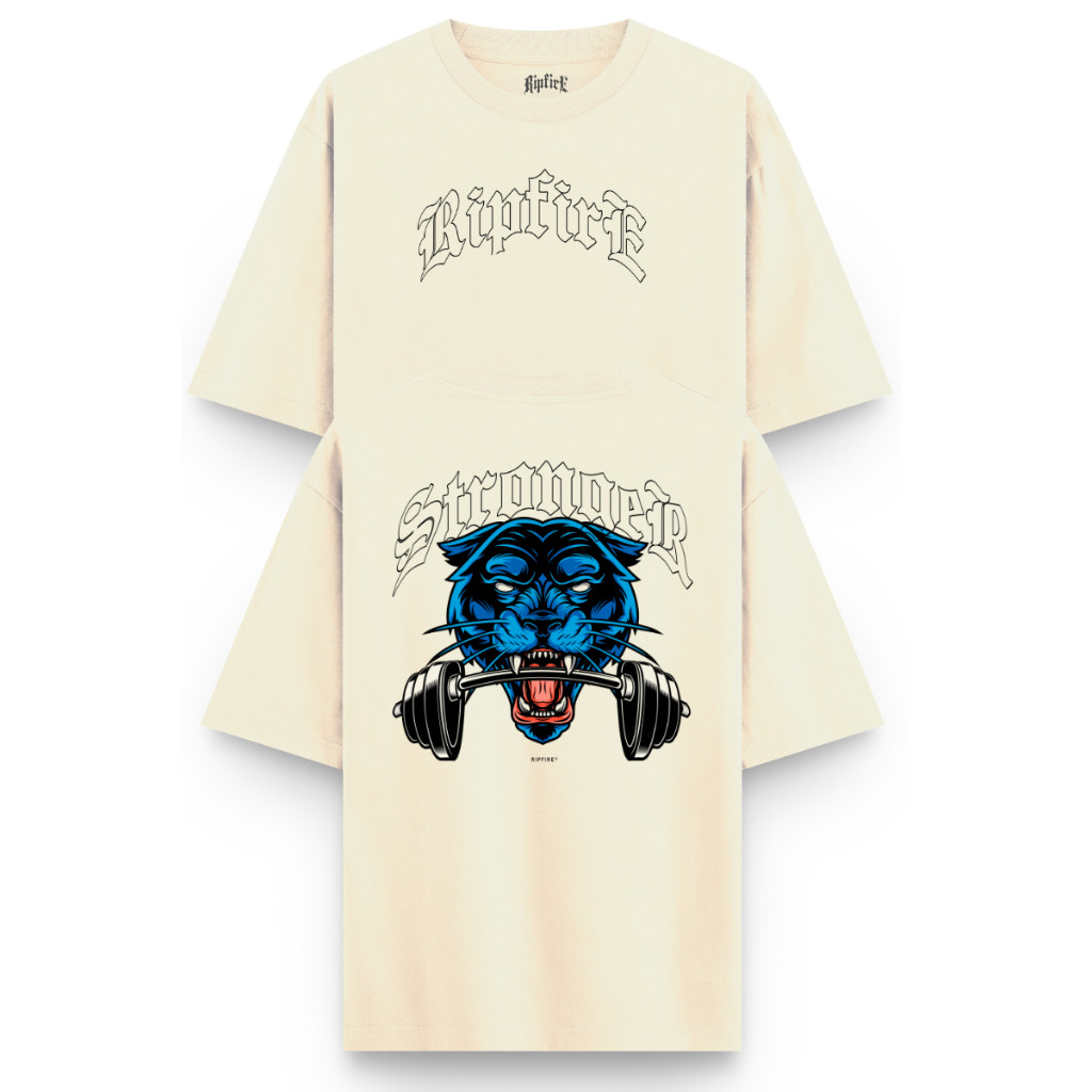 Camiseta Oversized Pantera Treino Academia Stronger Musculação Ripfire Streetwear em Algodão basica