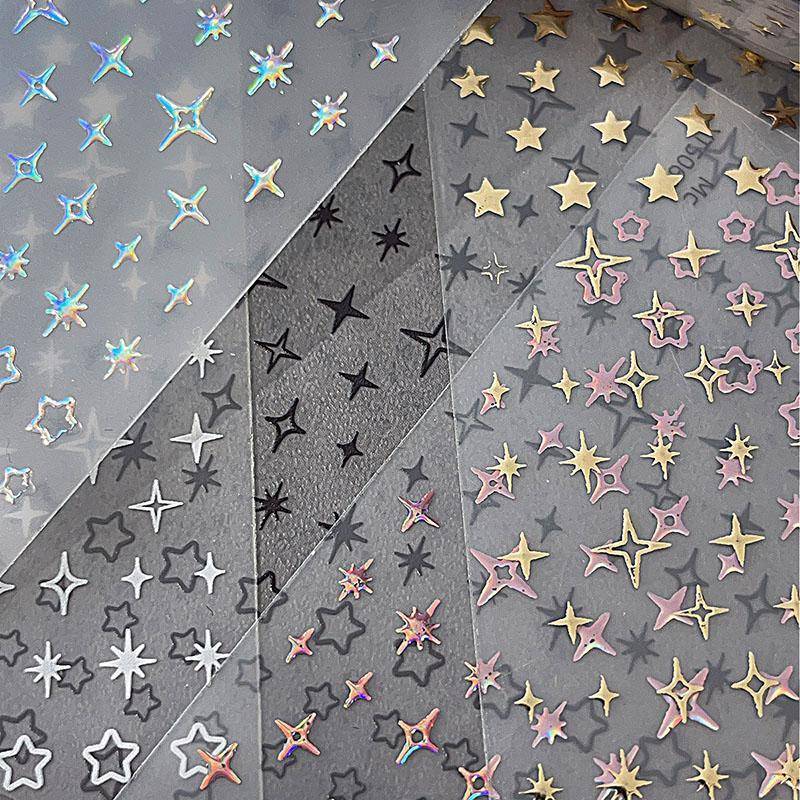 [lovego] 1 Folha Estrela Nail Art Stier Oco Pentagrama Estrelas Design De Unhas Autoadesivo Para Mulheres Meninas Manicu