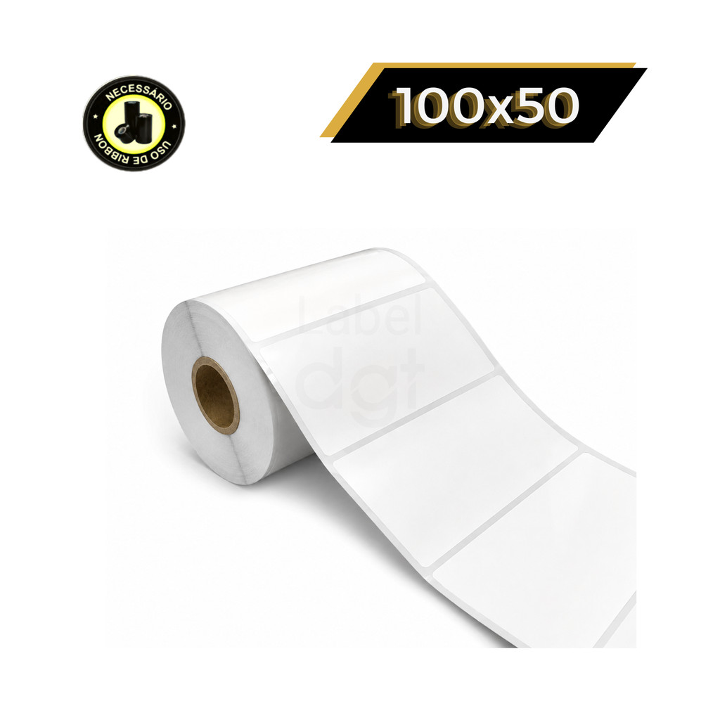Etiqueta Couche 100x50mm sem Serrilha Branca Impressora Termica Zebra Argox Elgin Ribbon Ecommerce