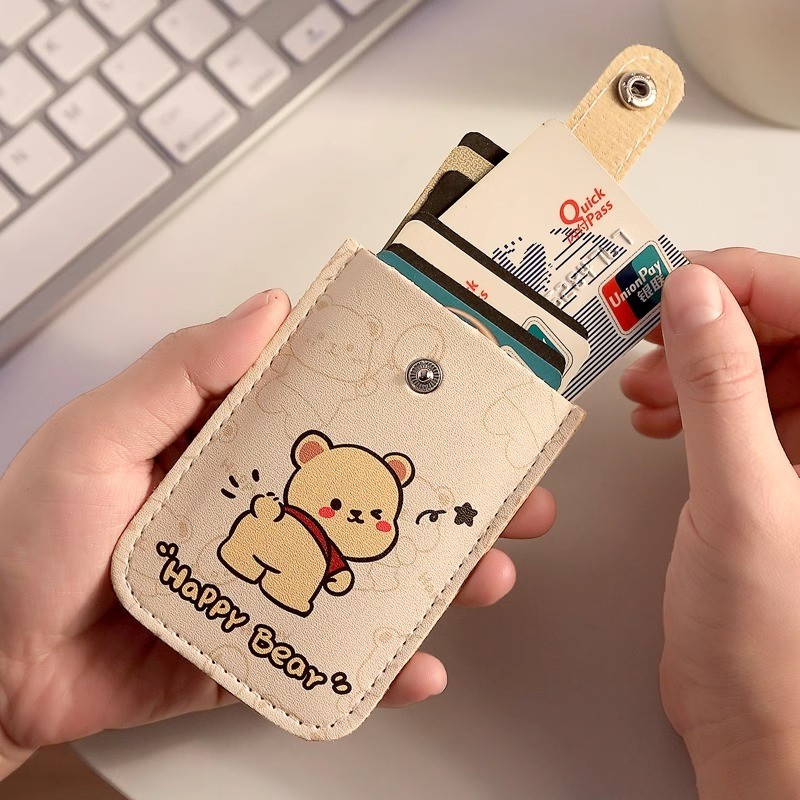 Pacha cão Pull-out titular do cartão feminino bonito Anti-desmagnetização titular do cartão Multi-cartão ID saco de arma