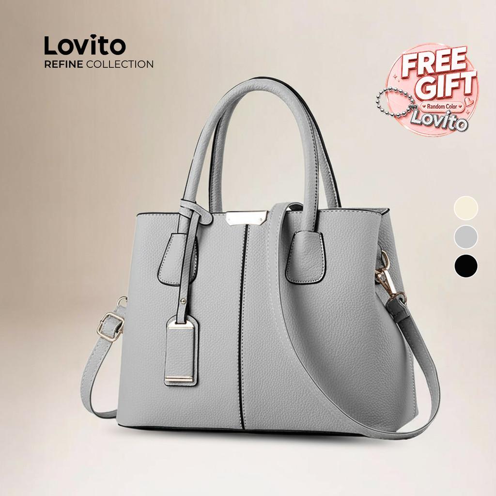 (Elegante) (Refine by Lovito) Elegante Bolsa de grande capacidade com temperamento e textura para mulheres LFAR6088