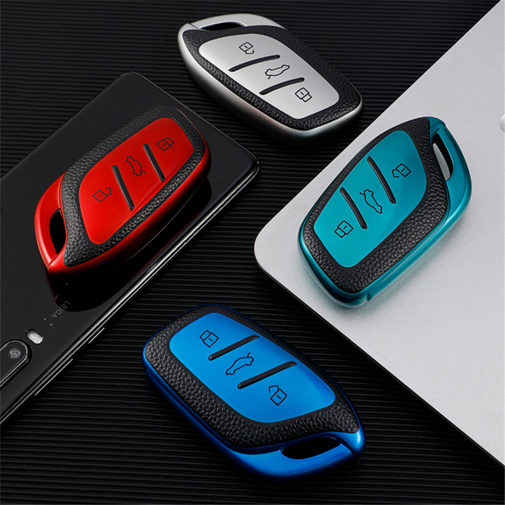 3 Botões TPU Couro Carro Remoto Chave Caso Capa Titular Escudo Para MG ZS EV MG6 EZS HS EHS 2019 2020 Roewe RX5 I6 I5 RX