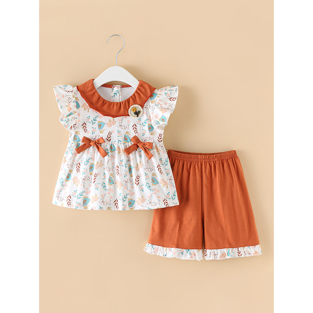 Meninas terno meninas terno dividir bebê infantil Mori estilo Floral verão passeio pequena princesa moda simples bebê me