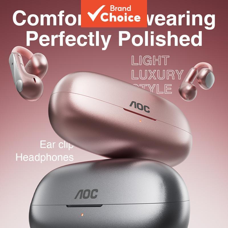 AOC Fones De Ouvido Clipe Sem Fio Bluetooth 6.0 3D Áudio Espacial Longa Vida Útil Da Bateria Conforto Luxo Fadiga Acabam