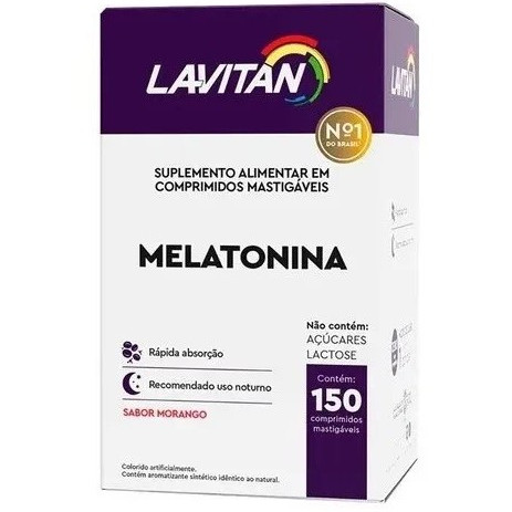 Melatonina Lavitan Sabor Morango 150 uni. 4 Meses Comprimidos Mastigáveis Cimed