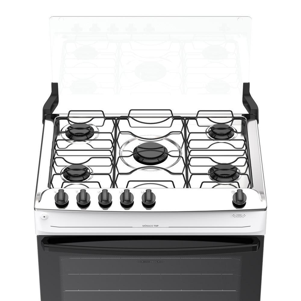 Fogão 5 Bocas Atlas Mônaco Top Com Mesa De Inox Gás Bivolt Branco · foto 2