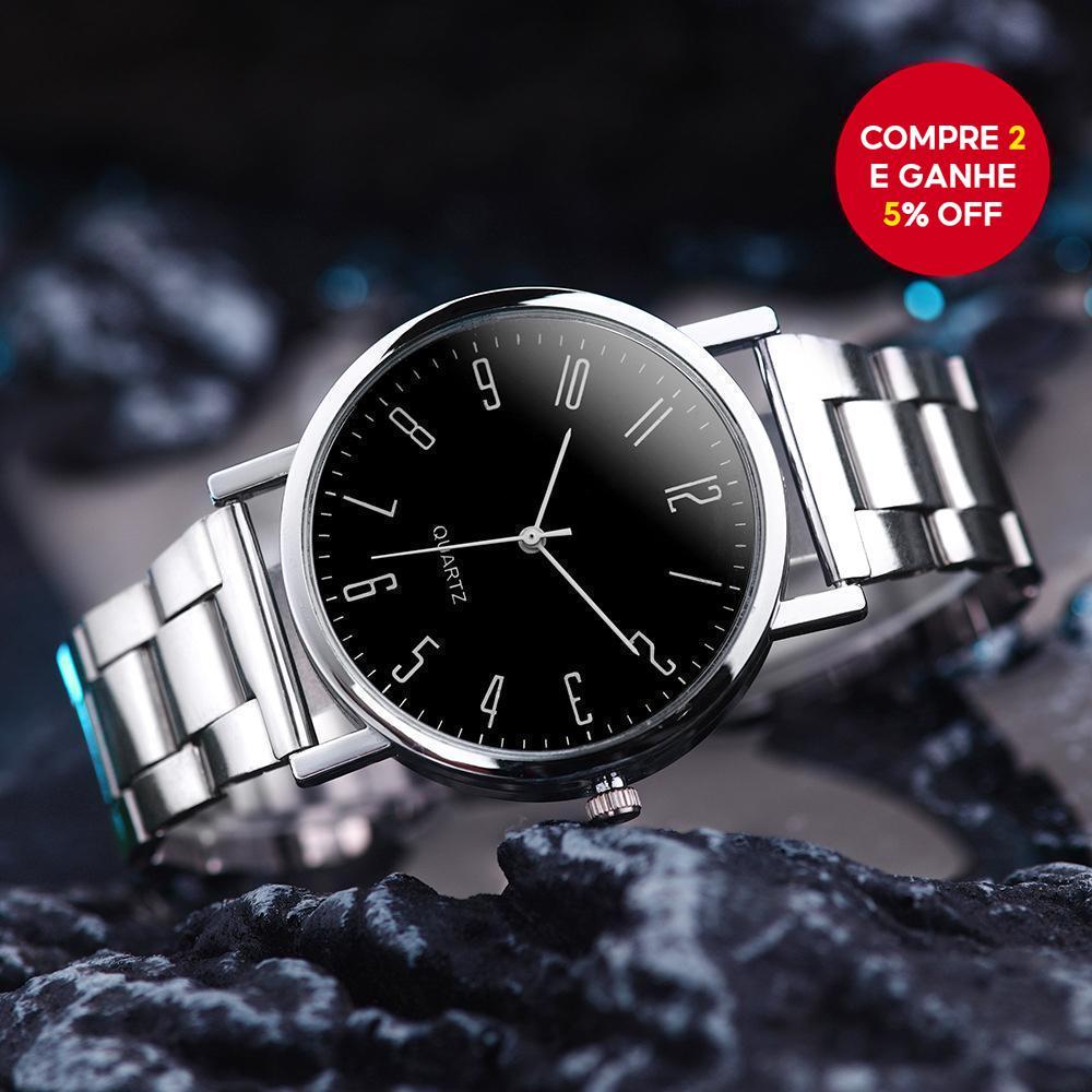Relógio Masculino De Quartzo Em Aço Inoxidável Banda Elegante Casual Negócios Moda Diária