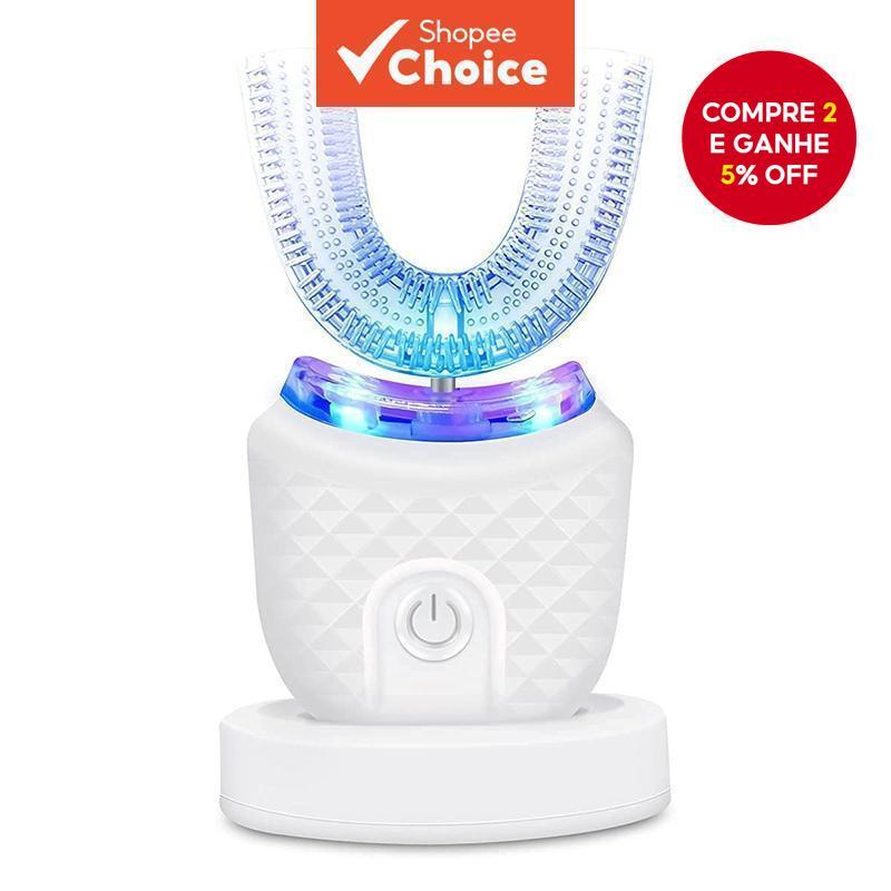 Escova de dentes elétrica em U - Confortável - Limpeza dental ultrassônica 360 graus - Automática de plástico - Fácil