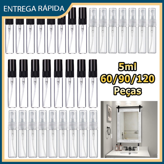 60/90/120 5ml Frasco spray de viagem atomizador de perfume recarregável frasco perfume vidro recipiente para névoa fina