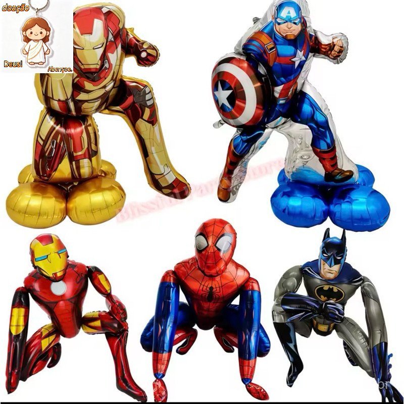 Balão grande metalizado super heróis Homem Aranha Homem de Ferro Spiderman Batman aniversário infantil（Dar chaveiro）