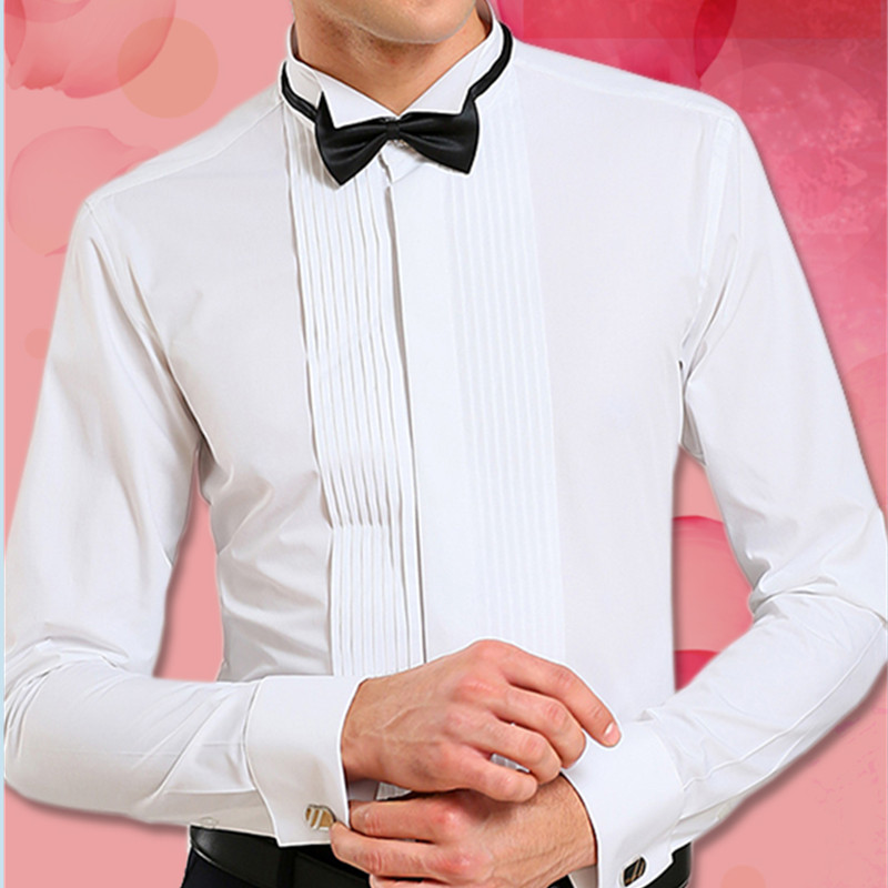 Noivo andorinha gravata borboleta camisa branca vestido camisa masculina manga longa jantar festa cerimonial camisa dese