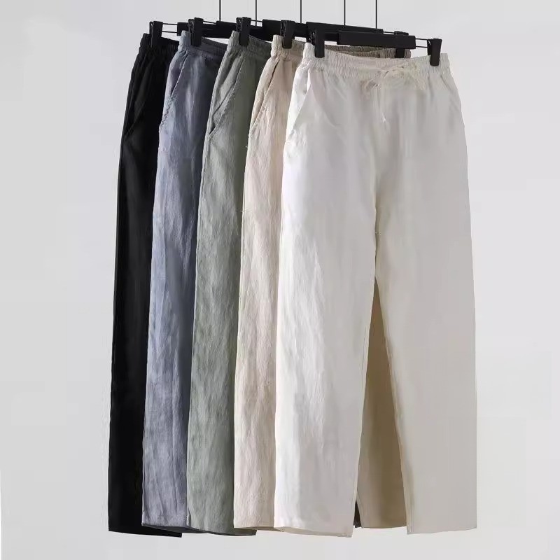 Calças de verão masculinas estilo fino solto tamanho grande tornozelo comprimento calças casuais masculinas estilo chinê