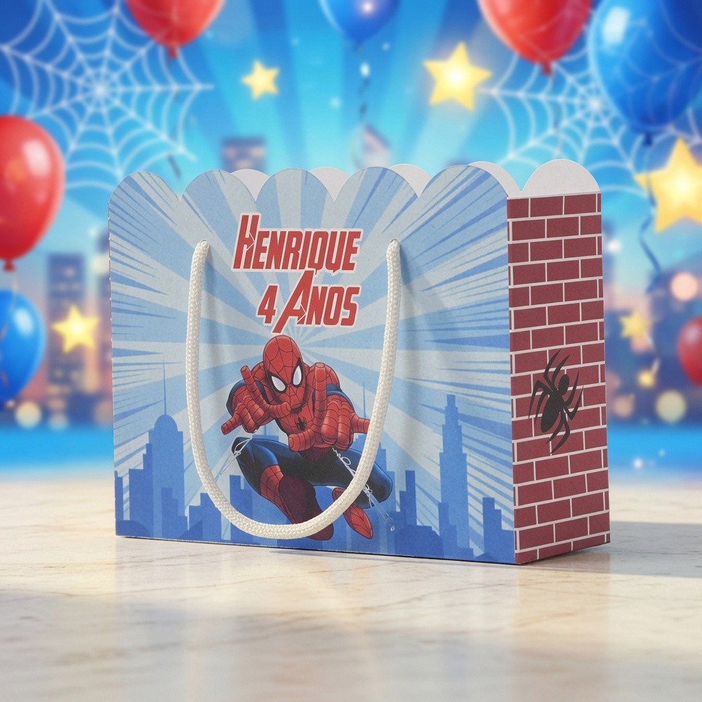 Sacolinha Personalizada Homem Aranha Lembrancinha para Festa Papelaria Personalizada Spider Man
