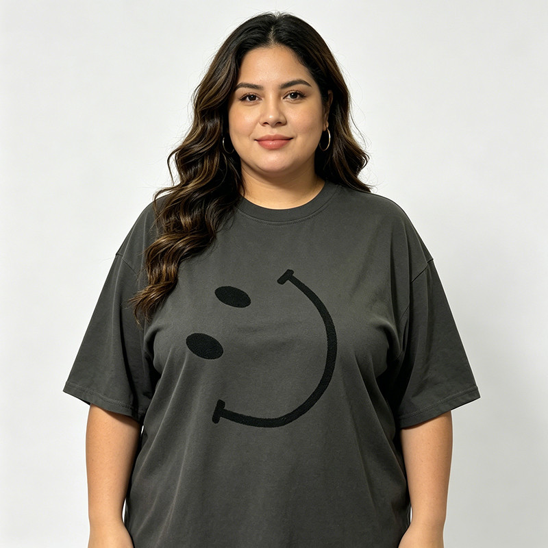 [Roupas femininas plus size] Camiseta solta Casual de manga curta 150kg pode usar roupas femininas Extra gordas plus siz