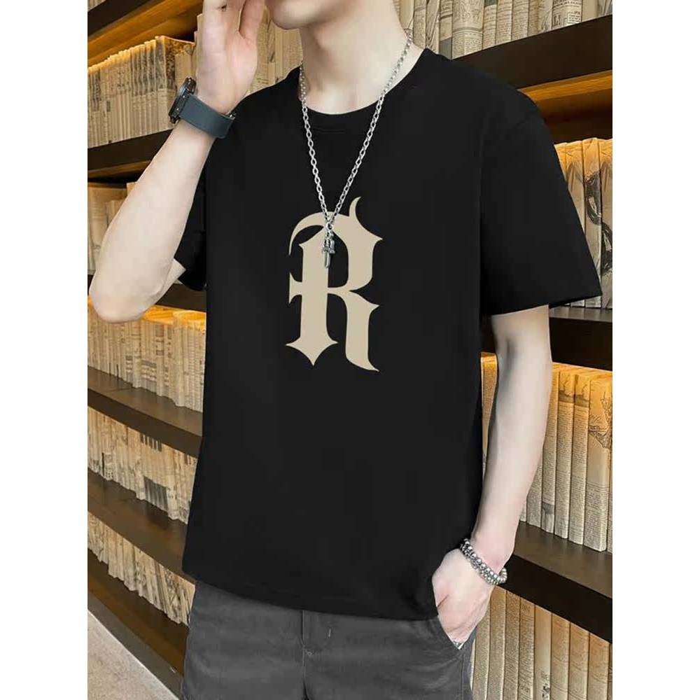 2026 moda masculina na moda interior juventude em torno do pescoço de manga curta camiseta masculina verão Street Wear A