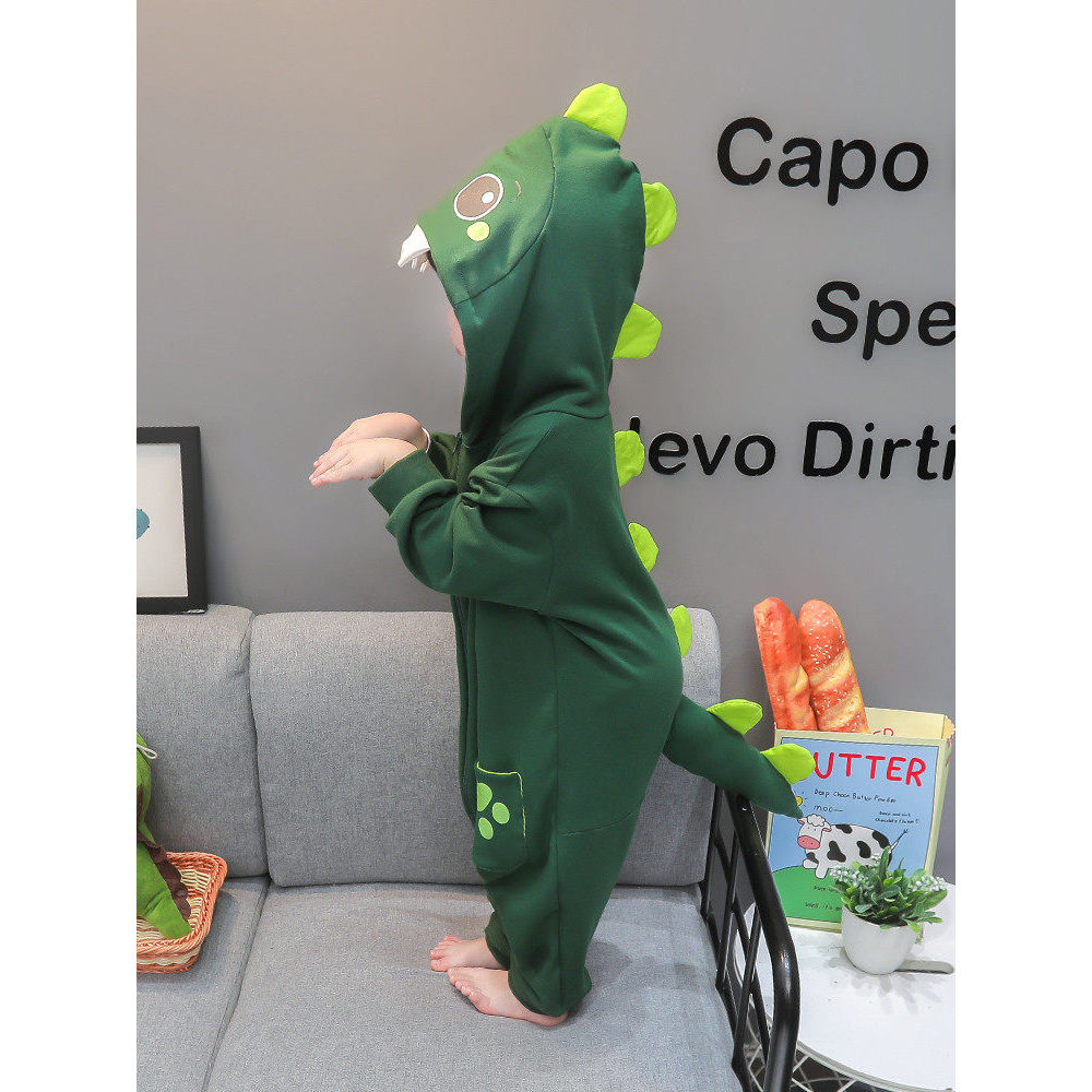 Crianças dinossauro pijamas de uma peça primavera outono estilo bebê puro algodão dos desenhos animados roupas meninos m