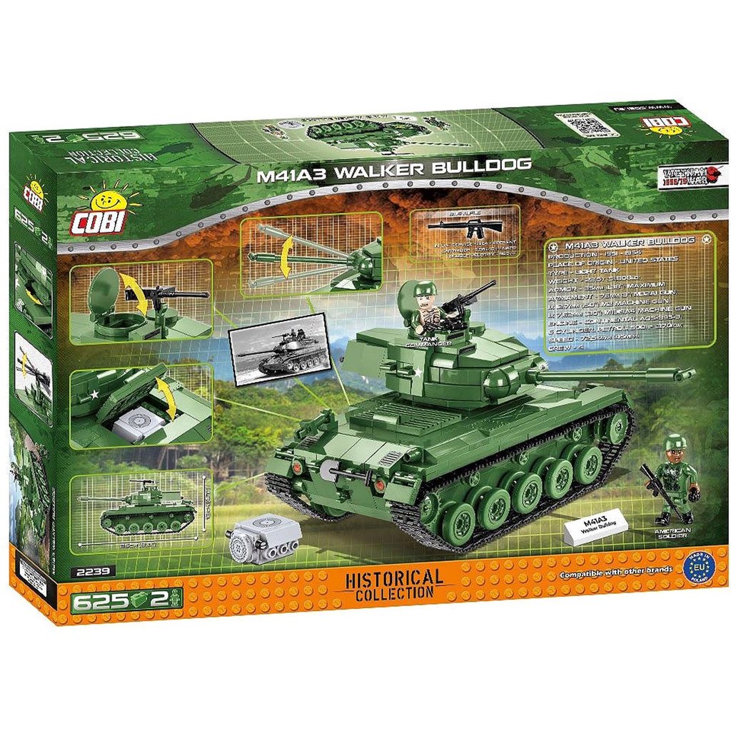 Tanque Americano M41A3 Walker Guerra Vietnã 625 Pçs Blocos De Montar Cobi