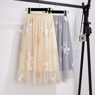 Plus Size roupas femininas 2026 irmã gorda verão novo estilo indústria pesada bordado grande flor gaze saia mais magro o