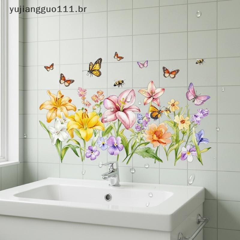 # Novo Parede Removível Stier Flower Design Autoadesivo À Prova D'água Arte De Azulejo De Banheiro Para Pia De Cozinha D