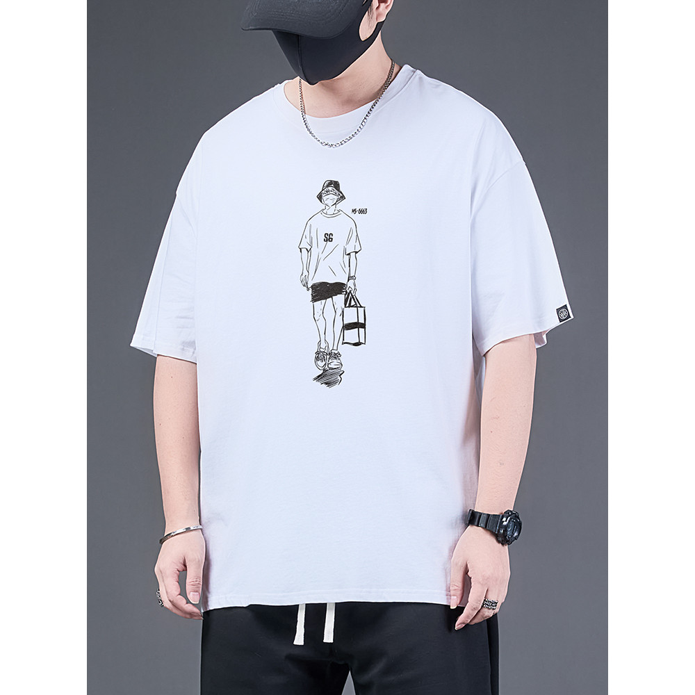 Manga curta masculina verão 2025 novo estilo roupas masculinas gordura solta tamanho grande topo masculino mais gordura