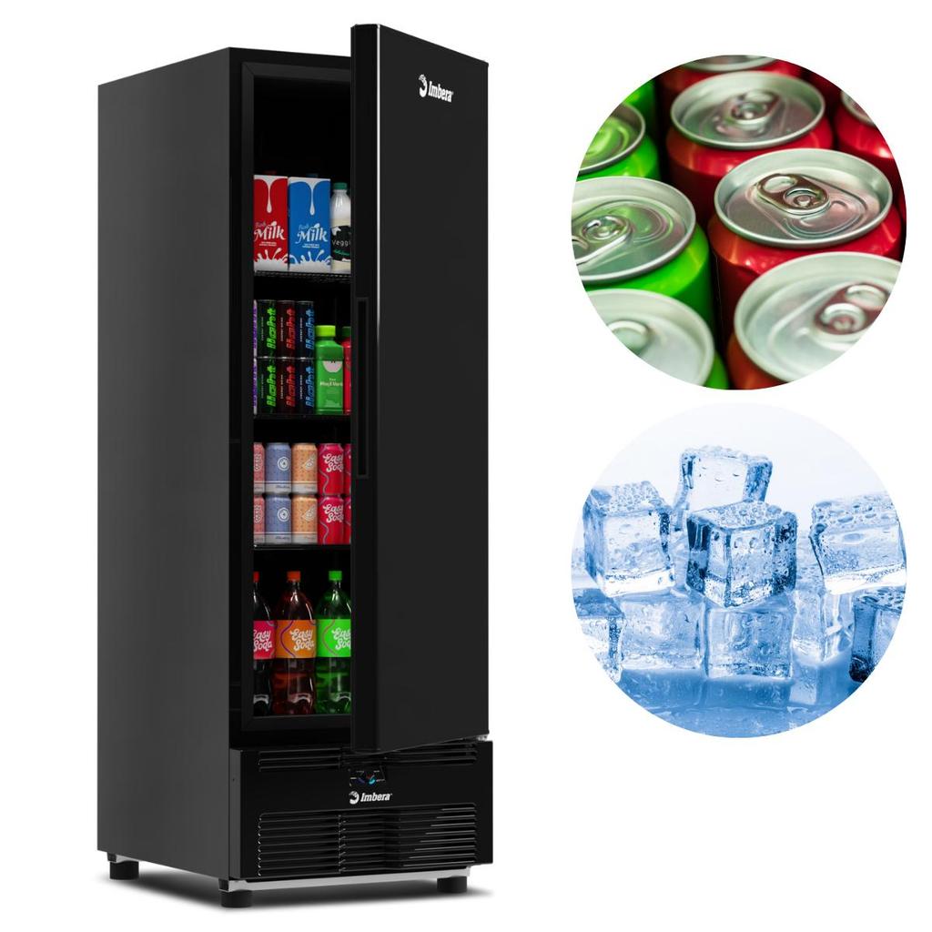 Freezer Vertical Tripla Ação 594 Litros Conservador Refrigerador Porta Cega Preta EVZ21 Max Imbera