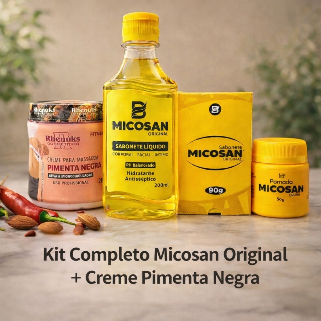 Kit Baruc Micosan Sabonete Líquido 200ml + Pomada 50g + Sabonete Barra 90g + Rhenuks Pimenta Negra