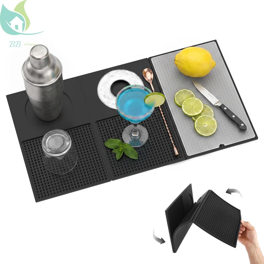 Tapete De Coquetel De Silicone Para Bancada 3 Em 1 Bar Dobrável Multifuncional Festa SHOPQJC4549
