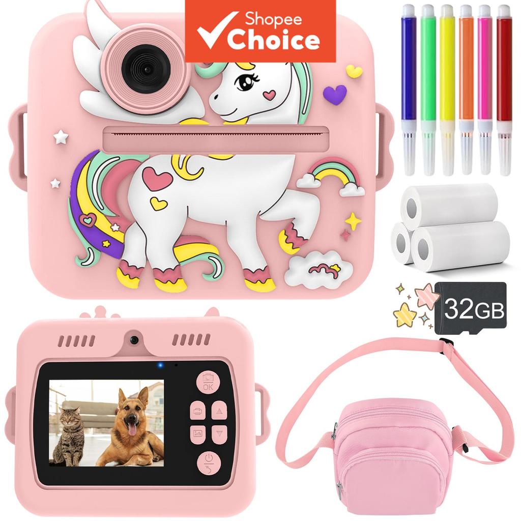 Câmera Instantânea Infantil para Impressão, Presente de Natal e Aniversário para Meninas e Meninos, Câmera Digital de