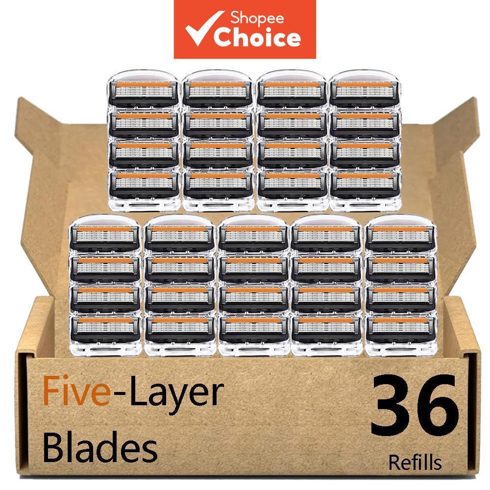 Recargas De Lâmina De Barbear Masculina De Aço Inoxidável 36 Unidades-Compatíveis Com Gillette Fusion 5 Proglide Proshie