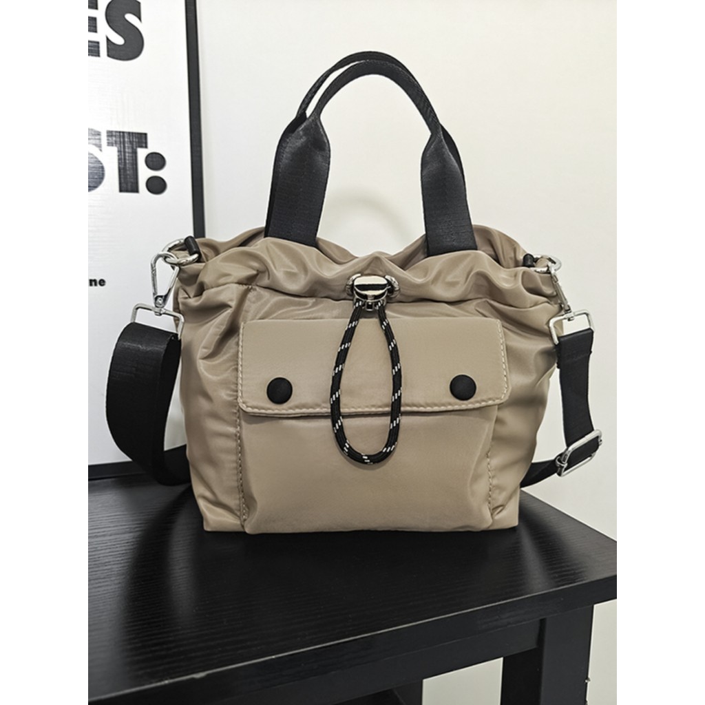Bolsa balde de pano de Nylon grosso com cordão, bolsa feminina Casual para viagem, roupa de rua, bolsa mensageiro de omb