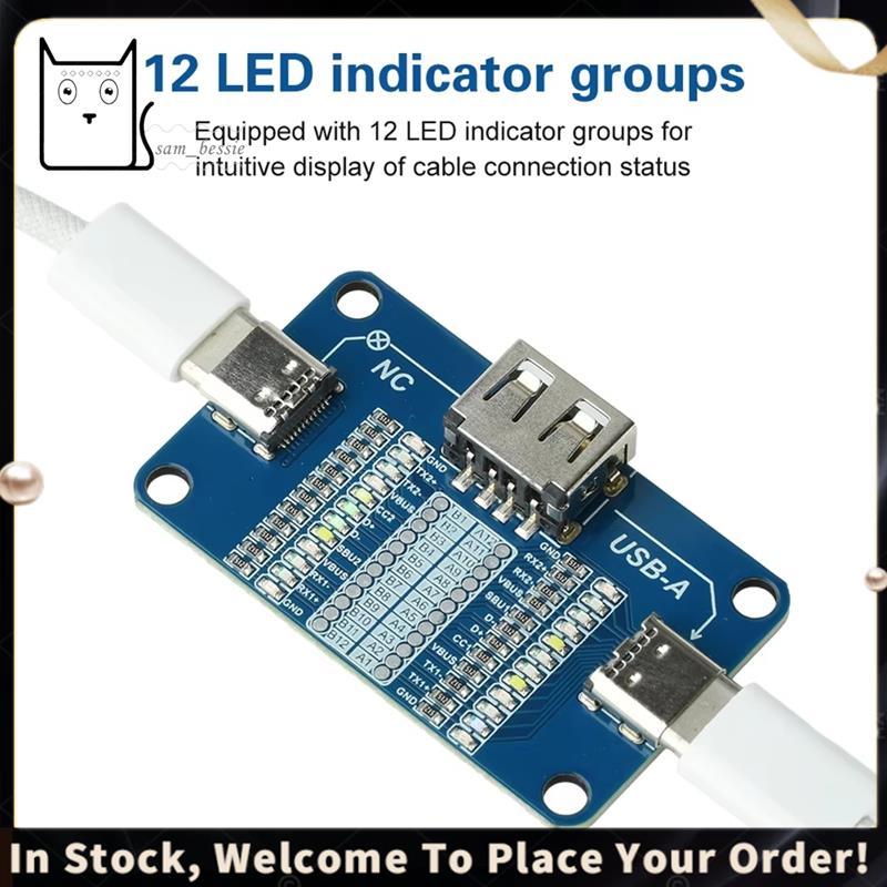 Módulo De Teste De Cabo De Carregamento Rápido USB A Para Type C/Tipo Detecção Indicador LED Testador
