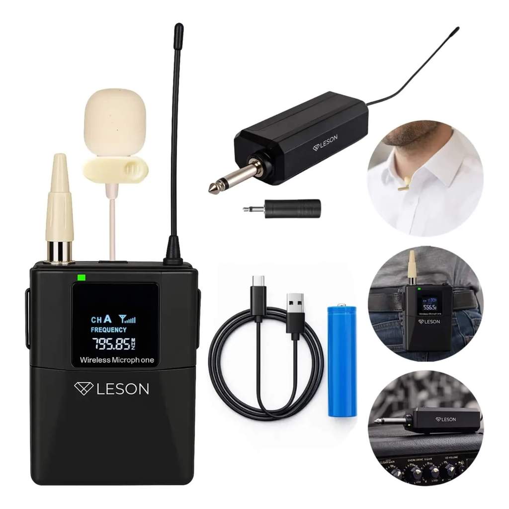 Microfone Sem Fio PartyVoice Portátil Lapela Bege Leson - 2NS002CLB
