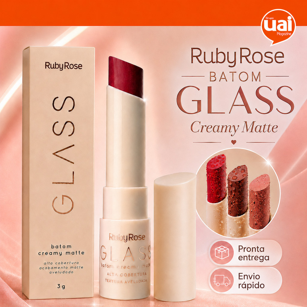 Batom Glass Creamy Matte Bala - Ruby Rose