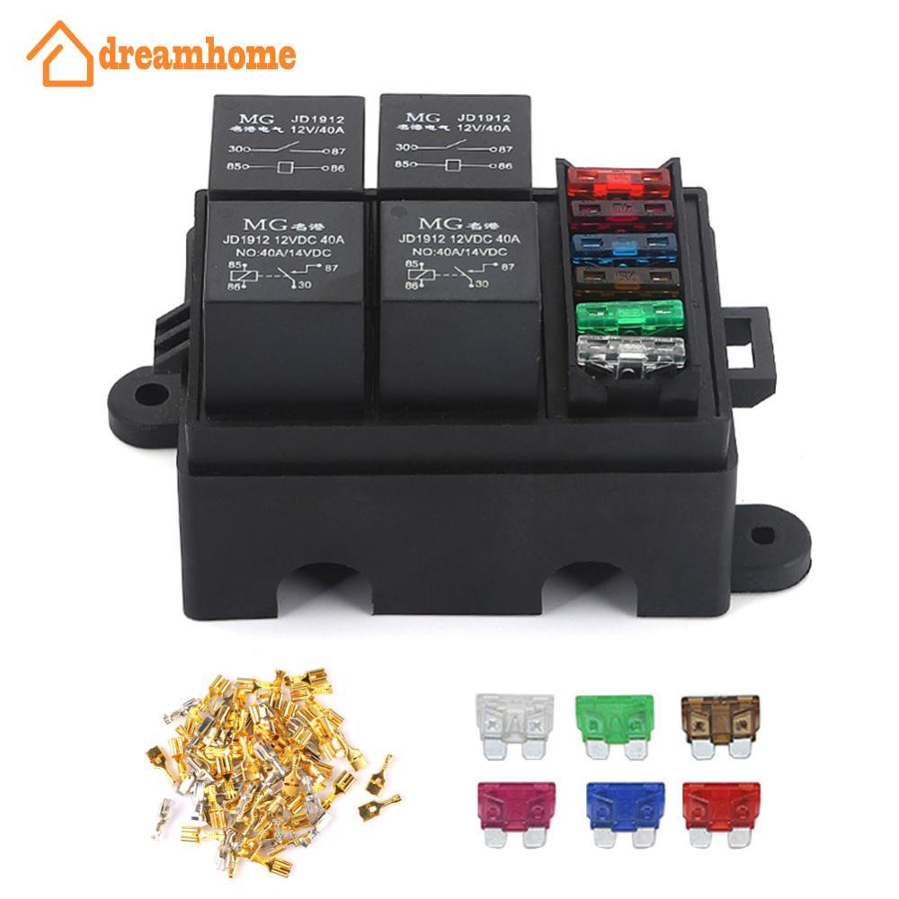 DREAMHOME 4 Suporte De Relé Combinação Gratuita Automóvel Para Carro Caminhão 6Way Fusível Titular Circuito Padrão 12V 2