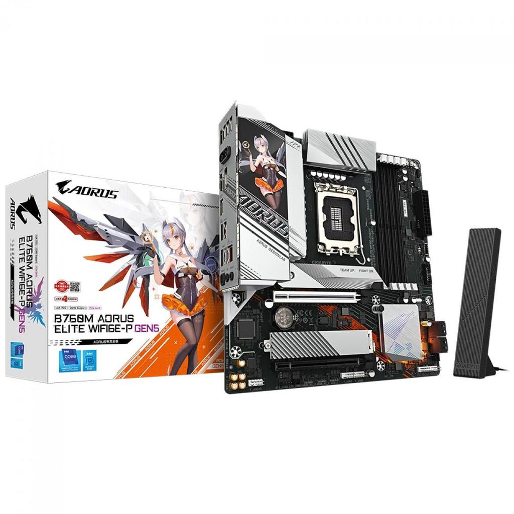 Placa Mãe Gigabyte B760M AORUS ELITE WIFI6E-P GEN5, Chipset B760, Intel LGA 1700, mATX, DDR5 (Terabyte Oficial)