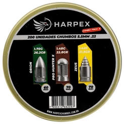 Chumbinho Harpex Combo Pack 3 - Órion, Pro Hunter X e Zeus 5.5mm (.22) - 200un