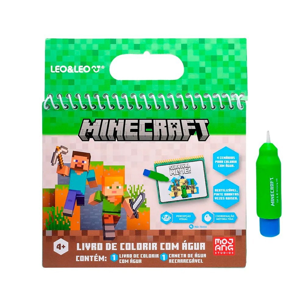 Livro de Colorir com Água Minecraft - Leo&Leo