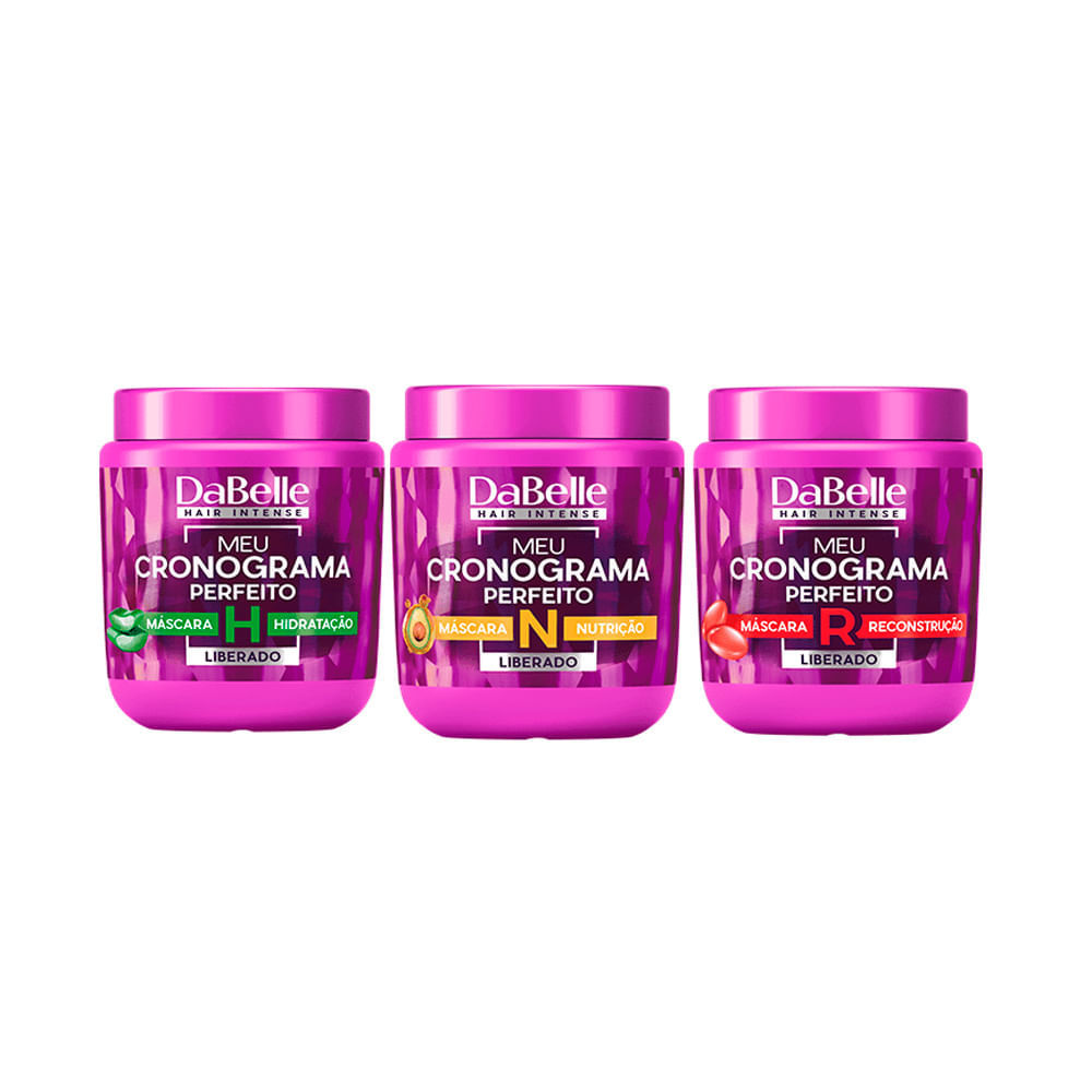 Kit Máscaras Capilar DaBelle Meu Cronograma Perfeito com 3 unidades de 400g cada