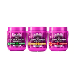 Kit Máscaras Capilar DaBelle Meu Cronograma Perfeito com 3 unidades de 400g cada