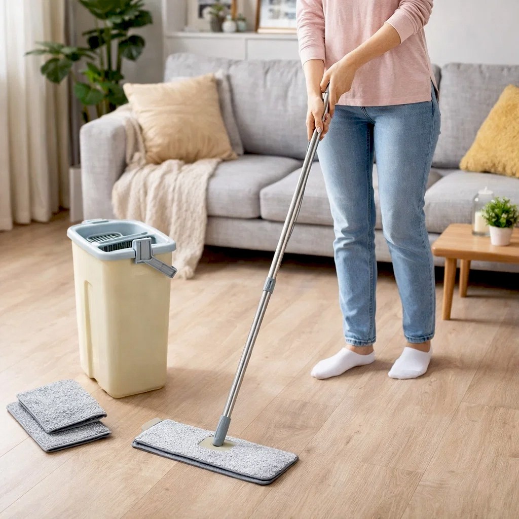 Esfregão Mop Balde 2 Refis Microfibra Limpeza Piso Absorção Rápida