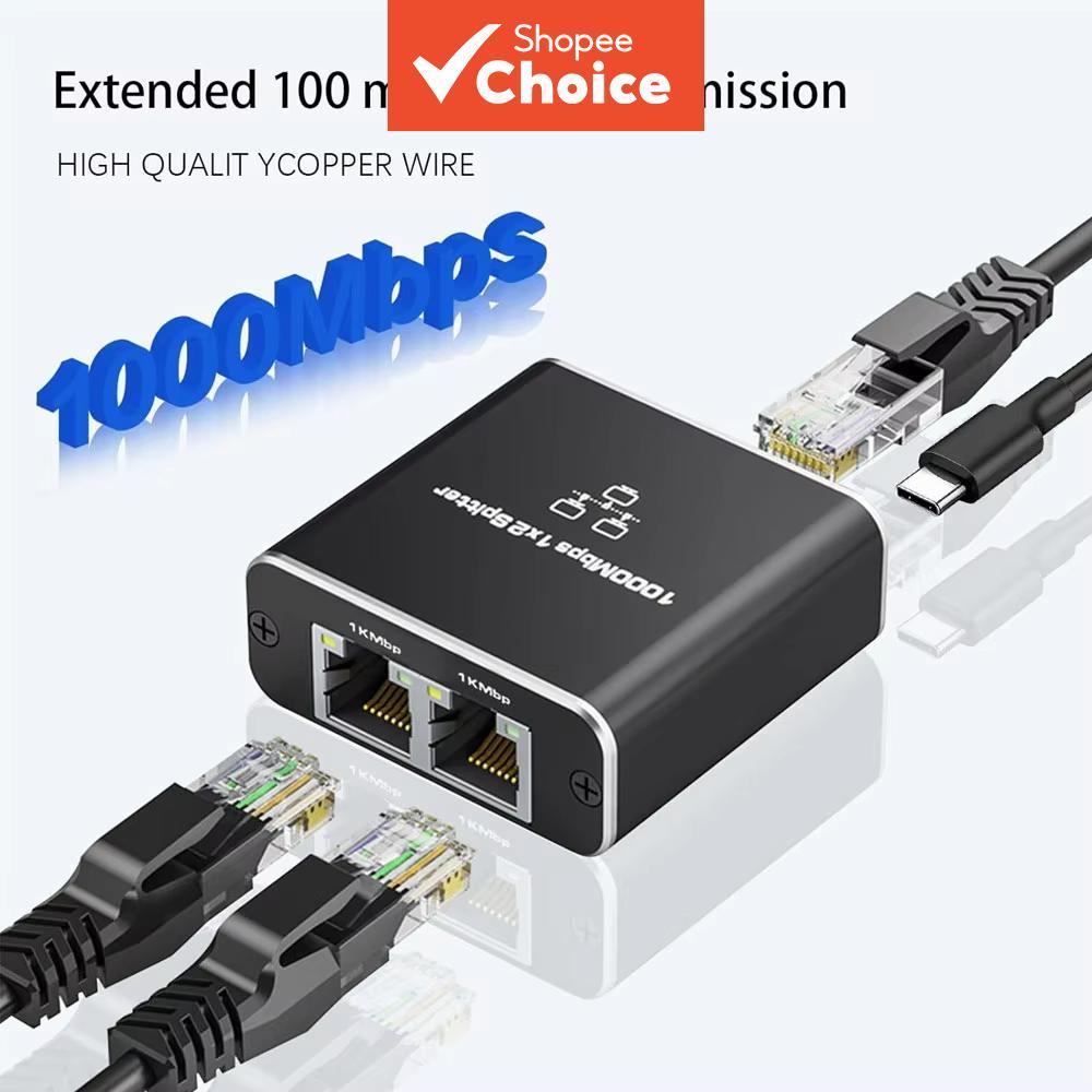 1000Mbps Divisor De Rede Hub 1 A 2 RJ45 Adaptador Gigabit Conversor Internet Ethernet 8P8C Set-Top Extensor Plug Extensã