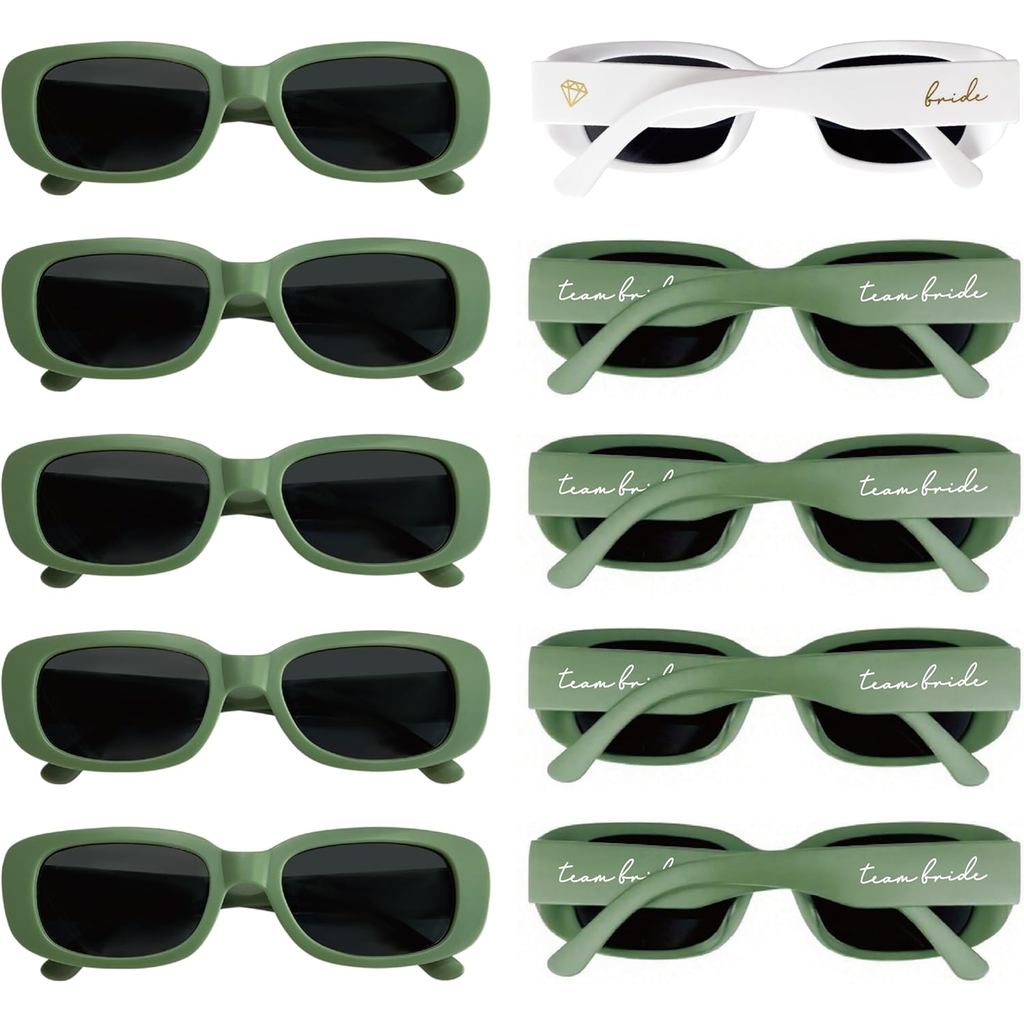 Bride Squad Bachelorette Party Favors 10 Pcs Team Bride Sunglasses Retro Rectangle Bridesmaid Gifts Sunglasses