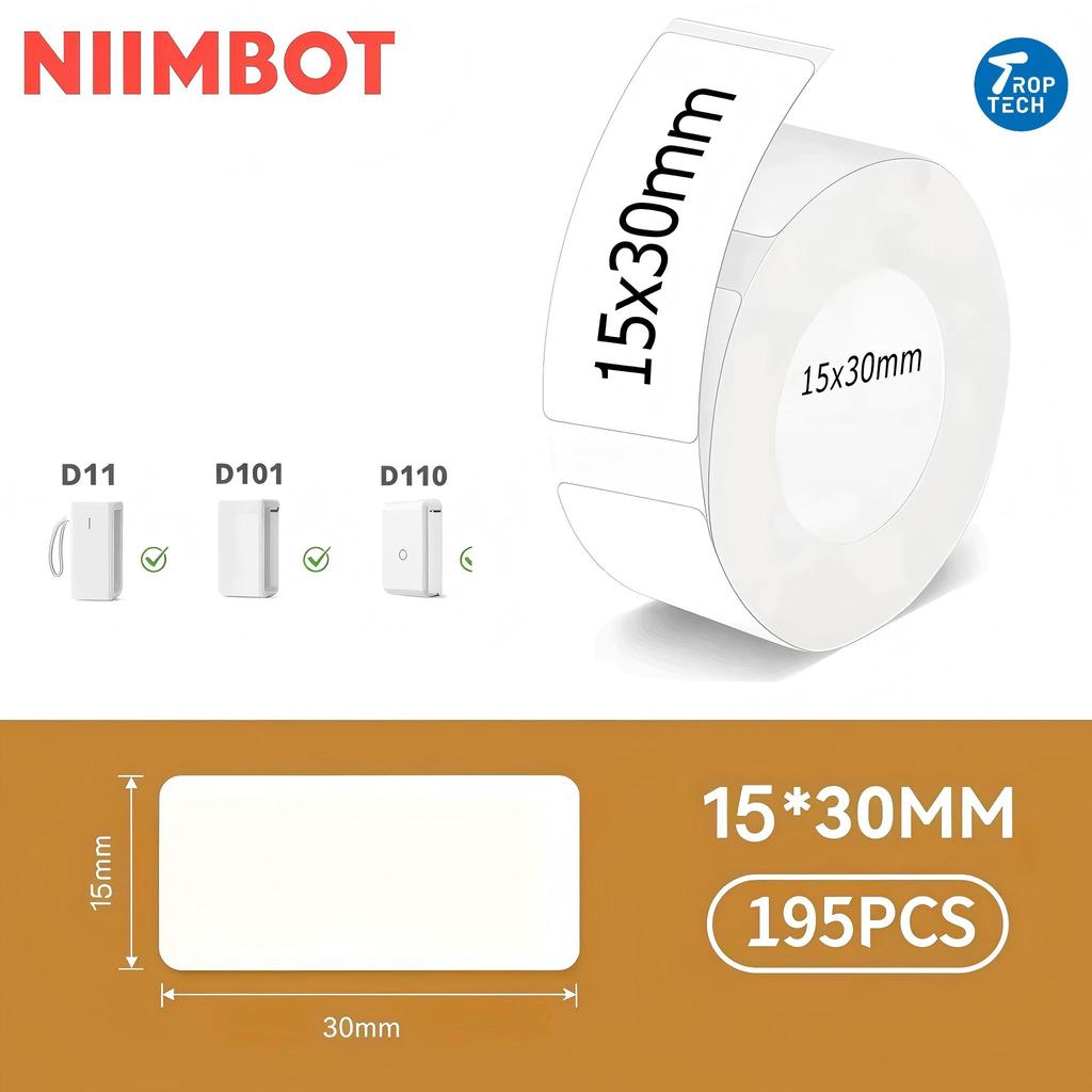 1 Rolo Papel Etiqueta Niimbot D110 D101 D11 15x30mm (195un)-Trop